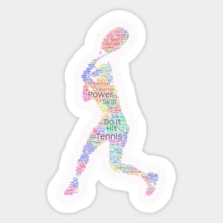 Tennis Player Silhouette Shape Text Word Cloud Sticker